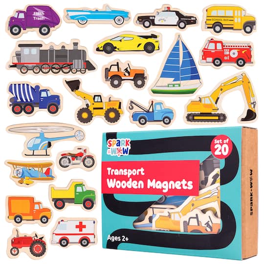 Spark & Wow Wooden Transport Magnets Set